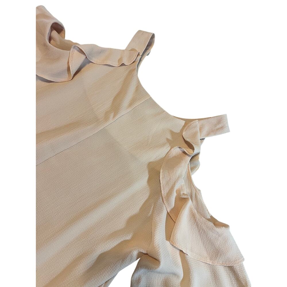 Umgee Cold Shoulder Blouse with Ruffles Bisque Size Medium - Picture 6 of 8
